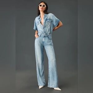 Good American Light Blue Denim Jumpsuit